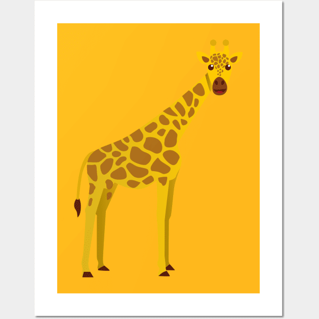 Giraffe - Simple Vector Illustration Wall Art by WaltTheAdobeGuy